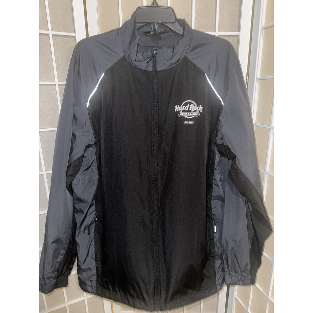 Core 365 Hard Rock Hotel Casino Biloxi Men's L Black Full Zip Windbreaker Jacket